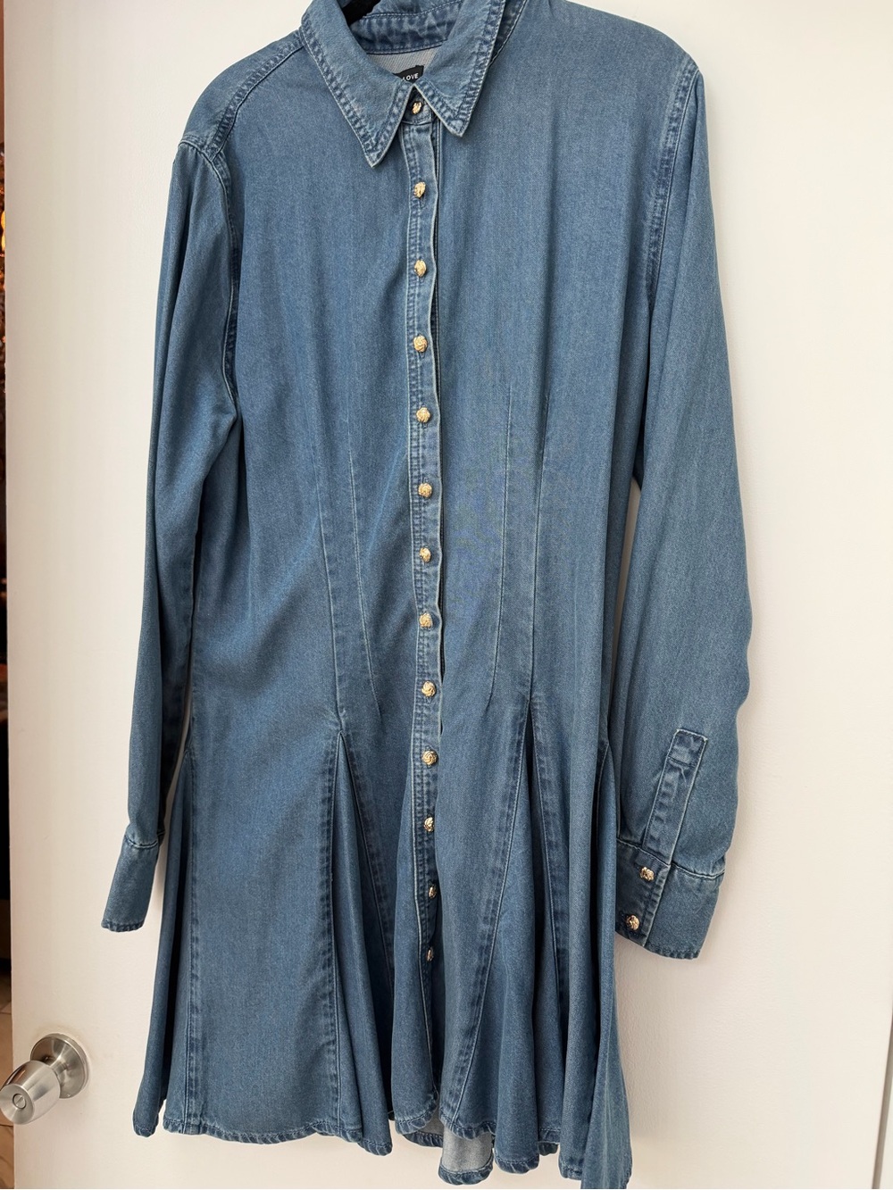 Generation Love Medium Blue Denim Long-Sleeve Button Dress